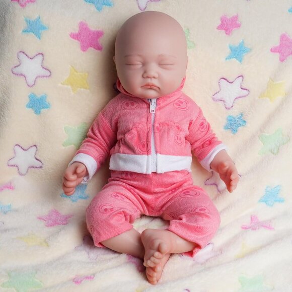 18Inch Realistic Full Body Silicone Closed Eyes and Mouth Newborn Baby Doll Girl - Picture 1 of 6